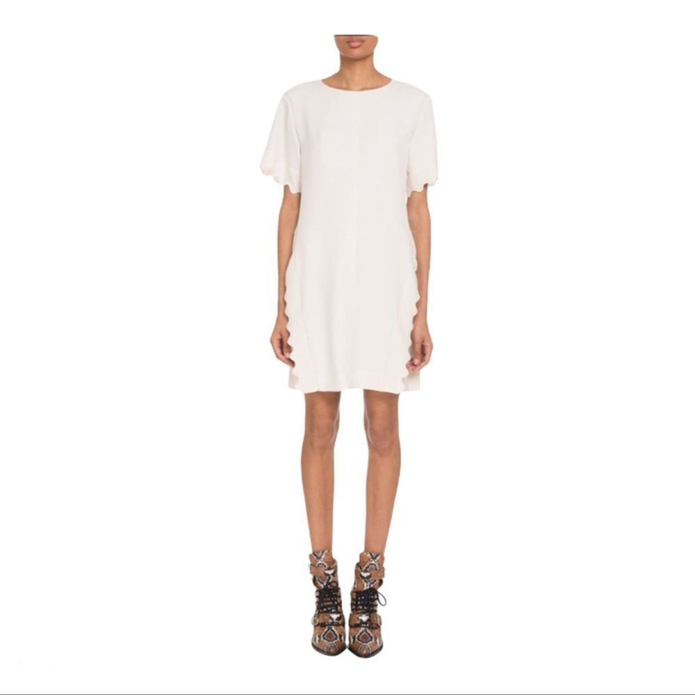* NEW Chloe Butter Cream Crepe Scalloped Dress EU 36/ US 6